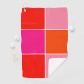 Roze en Oranje vierkanten Golfhanddoek (Insitu)