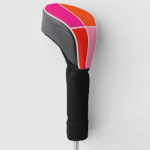 Roze en oranje vierkanten golfheadcover (Schuin)