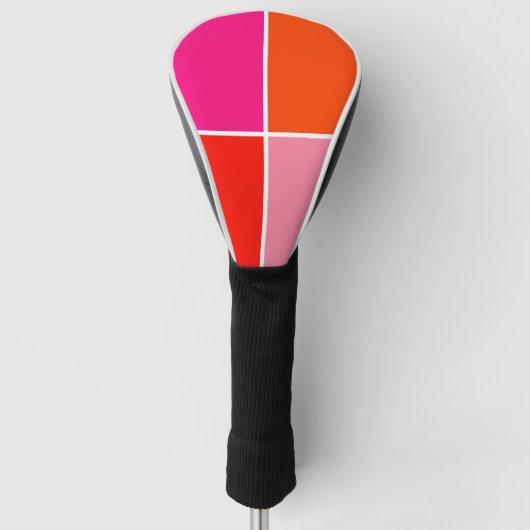 Roze en oranje vierkanten golfheadcover (Voorkant)