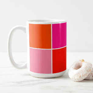 Roze en oranje vierkanten koffiemok