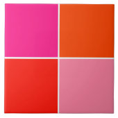 Roze en Oranje vierkanten Tegeltje (Voorkant)