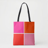 Roze en Oranje Vierkanten Tote Bag (Voorkant)