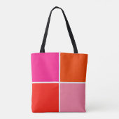 Roze en Oranje Vierkanten Tote Bag (Achterkant)