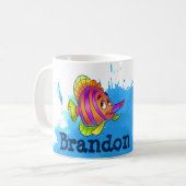 Roze en Oranje vis Mok (Voorkant links)