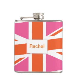 Roze en Oranje vlag van de Unie Heupfles