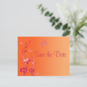 Roze en Oranje Vlinders Save the Date Briefkaart (Staand voorkant)