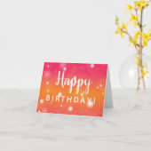 Roze en Oranje vogelkaart voor tieners Kaart (Gele Bloem)