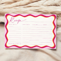 Roze en Oranje Vrijgezellenfeest Wavy Recept Kaart