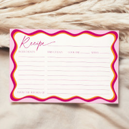 Roze en Oranje Vrijgezellenfeest Wavy Recept Kaart