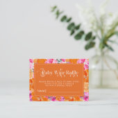 Roze en Oranje Waterverf Bloemen Baby Wipe Raffle Informatiekaartje (Staand voorkant)