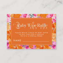 Roze en Oranje Waterverf Bloemen Baby Wipe Raffle