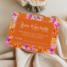 Roze en Oranje Waterverf Bloemen Baby Wipe Raffle