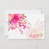 Roze en Oranje Waterverf Bloemen Elegante bruiloft RSVP Kaartje (Achterkant)