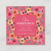 Roze en Oranje Waterverf bloemige Visitekaartjes (Voorkant)