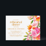 Roze en Oranje Waterverf Floral repetitief diner Kaart<br><div class="desc">Moderne roze en Oranje Waterverf Floral repesal Dinner Invitation</div>