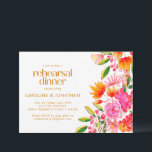 Roze en Oranje Waterverf Floral repetitief diner Kaart<br><div class="desc">Moderne roze en Oranje Waterverf Floral repesal Dinner Invitation</div>