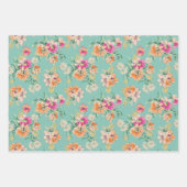 Roze en oranje waterverf floreel patroon inpakpapier vel (Voorkant 3)