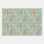 Roze en oranje waterverf floreel patroon inpakpapier vel (Voorkant)