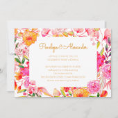 Roze en Oranje Waterverf Flowers Script Weddenscha Kaart (Voorkant)