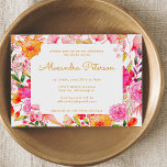Roze en Oranje Waterverf Flowers Vrijgezellenfeest Kaart<br><div class="desc">Aangepaste roze en Oranje Waterverf bloemen Bridal Shower Uitnodiging</div>