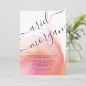 Roze en Oranje Waterverf Het Berichten van de Foto Kaart (Staand voorkant)