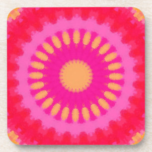 Roze en Oranje Waterverf Mandala Bier Onderzetter