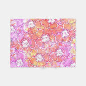Roze en Oranje Waterverf met Witte Bloemen Fleece Deken (Voorkant (Horizontaal))