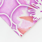 Roze en Oranje Waterverf met Witte Bloemen Fleece Deken (Hoek)