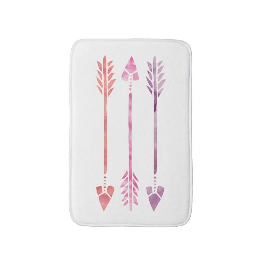 Roze en Oranje Waterverf Pijlen Badmat (Voorkant Verticaal)