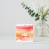 Roze en Oranje Waterverf Sunrise Sunset Vierkante Visitekaartje (Staand voorkant)