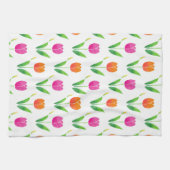 Roze en Oranje Waterverf Tulpen Theedoek (Horizontaal)