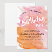 Roze en Oranje Waterverf Verras 50e verjaardag Kaart (Voorkant / Achterkant)