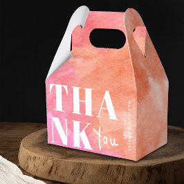 Roze en Oranje Waterverf Vet Dank u bruiloft Bedankdoosjes