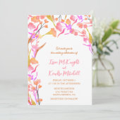 Roze en Oranje Waterverf Wilde bloemen Kaart (Staand voorkant)