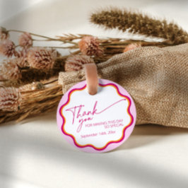 Roze en Oranje Wavy Borde Vrijgezellenfeest Dank u Bedankjes Labels