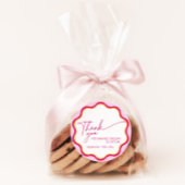 Roze en Oranje Wavy Borde Vrijgezellenfeest Dank u Bedankjes Labels