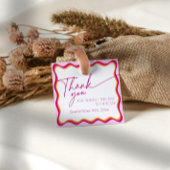 Roze en Oranje Wavy Border Bedankt Bedankjes Labels