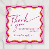 Roze en Oranje Wavy Border Bedankt Bedankjes Labels (Voorkant)