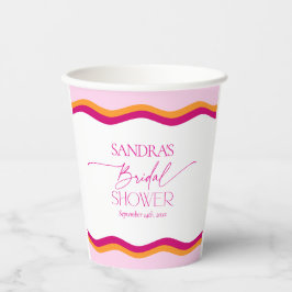 Roze en Oranje Wavy Border Kleurrijk Vrijgezellenf Papieren Bekers