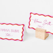 Roze en Oranje Wavy Border Seating Plaatskaartje