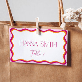 Roze en Oranje Wavy Border Seating Plaatskaartje