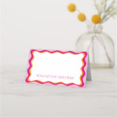 Roze en Oranje Wavy Border Seating Plaatskaartje (Achterkant)
