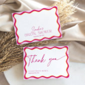 Roze en Oranje Wavy Border Vrijgezellenfeest Bedankkaart