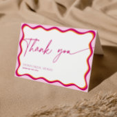 Roze en Oranje Wavy Border Vrijgezellenfeest Bedankkaart