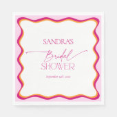 Roze en Oranje Wavy Border Vrijgezellenfeest Servet (Voorkant)