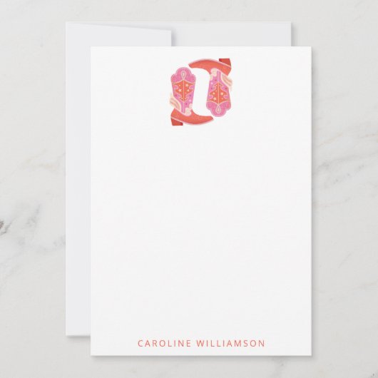 Roze en Oranje Western Cowboy laarzen gepersonalis Notitiekaartje (Voorkant)