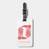 Roze en Oranje Westerse Cowboylaarzen Gepersonalis Bagagelabel (Voorkant verticaal)