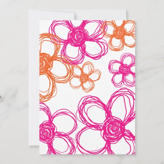 Roze en Oranje Wilde Bloemen 5x7 Uitnodiging tot b (Achterkant)