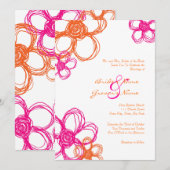 Roze en Oranje Wilde Bloemen 5x7 Uitnodiging tot b (Voorkant / Achterkant)