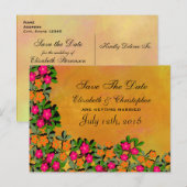Roze en Oranje wilde bloemen die de datum bewaren Aankondigingskaart (Voorkant / Achterkant)